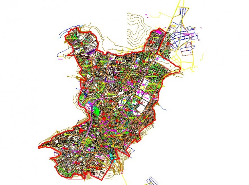 Country map detail 2d view CAD block layout file in dwg format