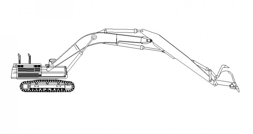 Crawler mounted excavator machine in autocad software