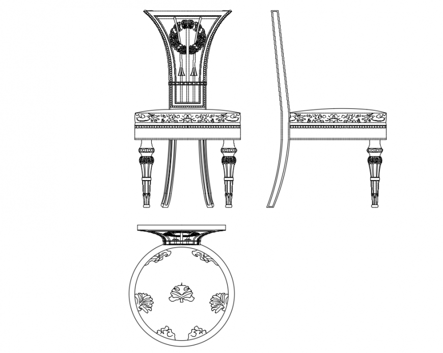 Creative backrest traditional chairs cad blocks design dwg file