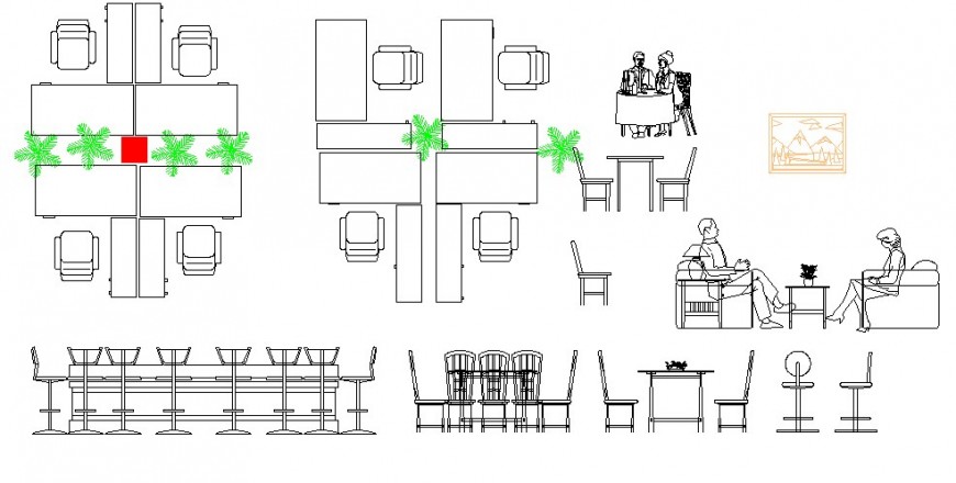 Creative dining table for hotels and cafeteria cad blocks details dwg file