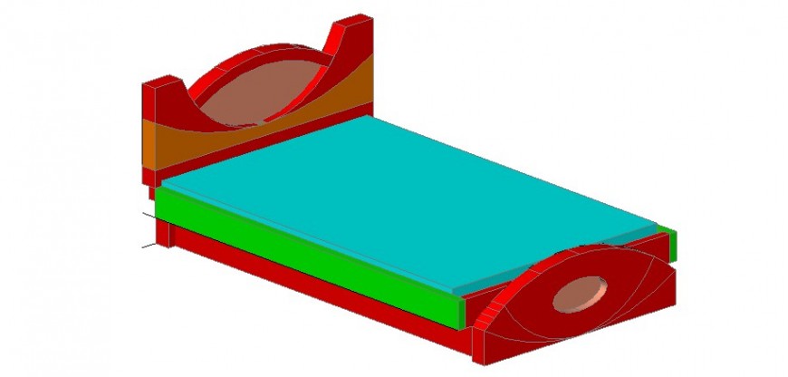 Creative double bed elevation 3d block cad drawing details dwg file