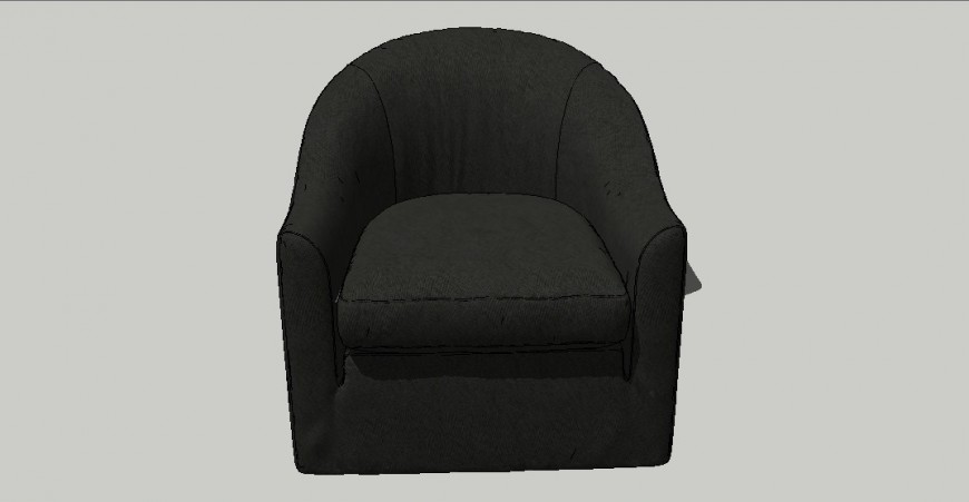 Creative single chair 3d elevation block cad drawing details skp file