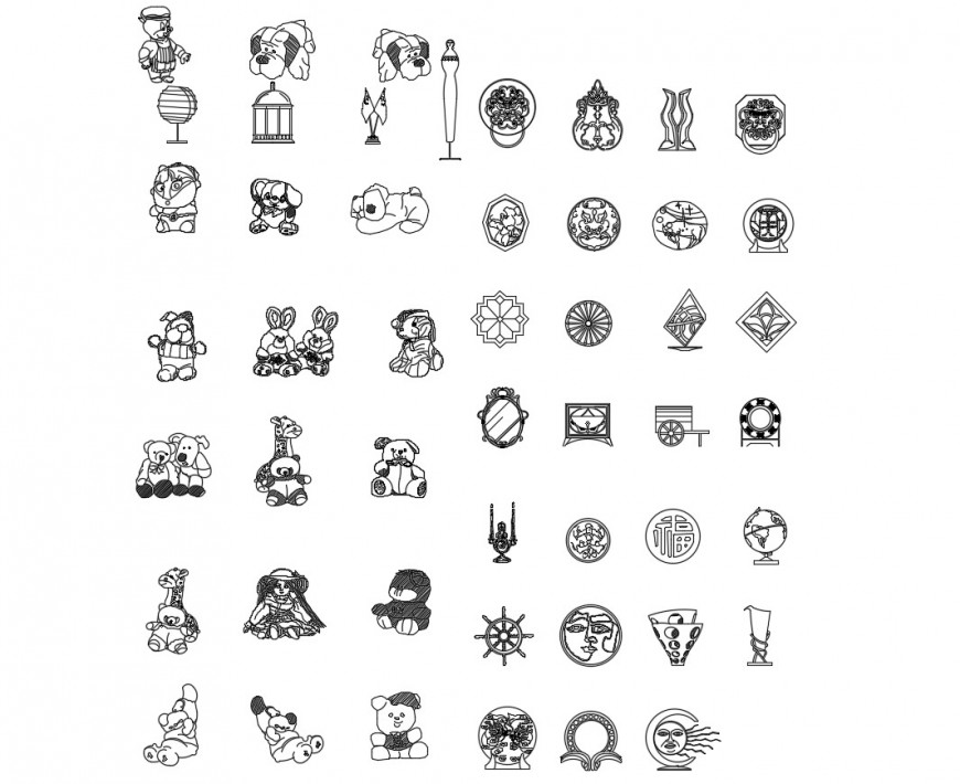 Creative toys and decorative equipment blocks cad drawing details dwg file