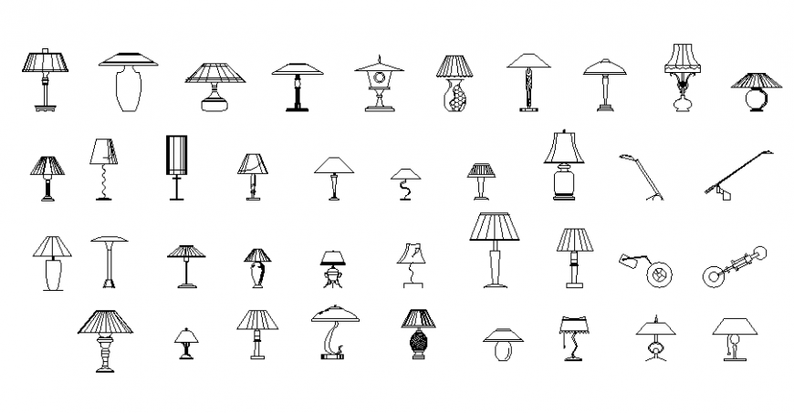 Decorative table lamp elevation blocks cad drawing details dwg file