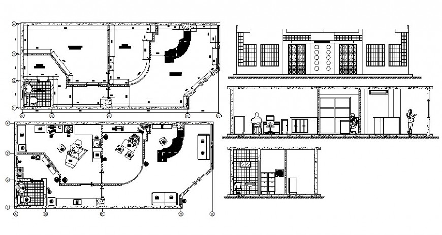 Dental clinic work plan details plan elevation and section in autocad