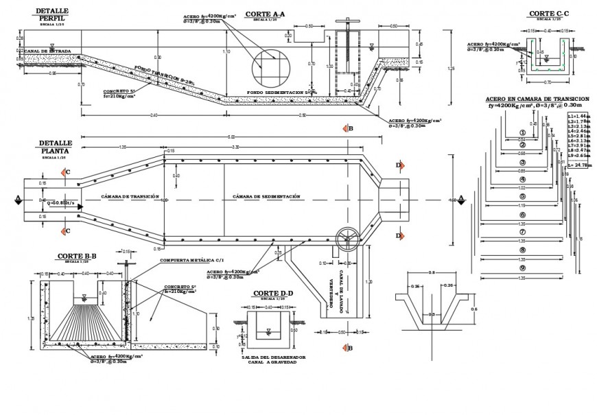 Desander plan and section autocad file