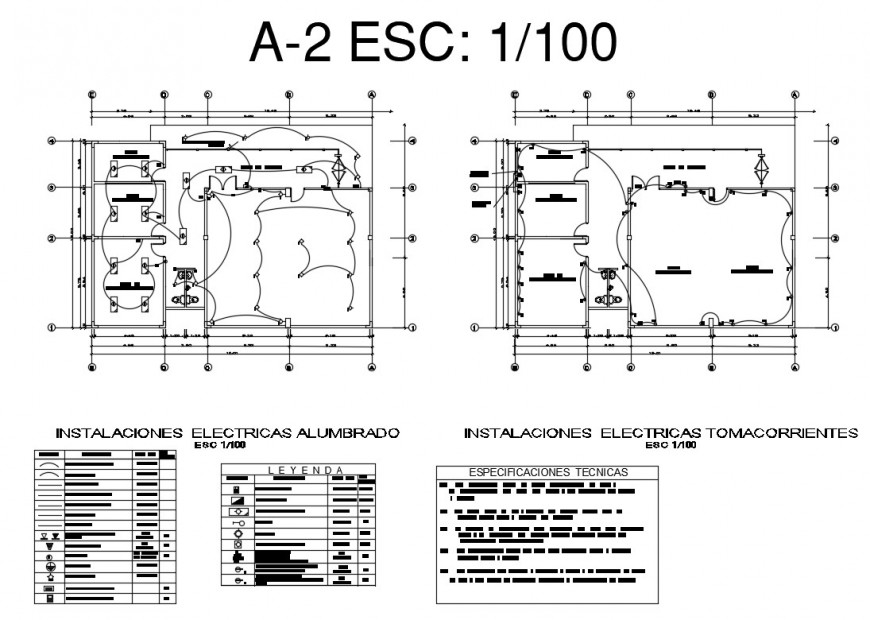 Detail 2d plan of electrical installation in building layout file in dwg format