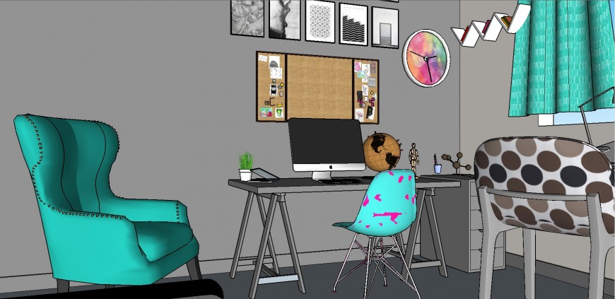 Detail 3d drawing of children’s bedroom in rvt file.