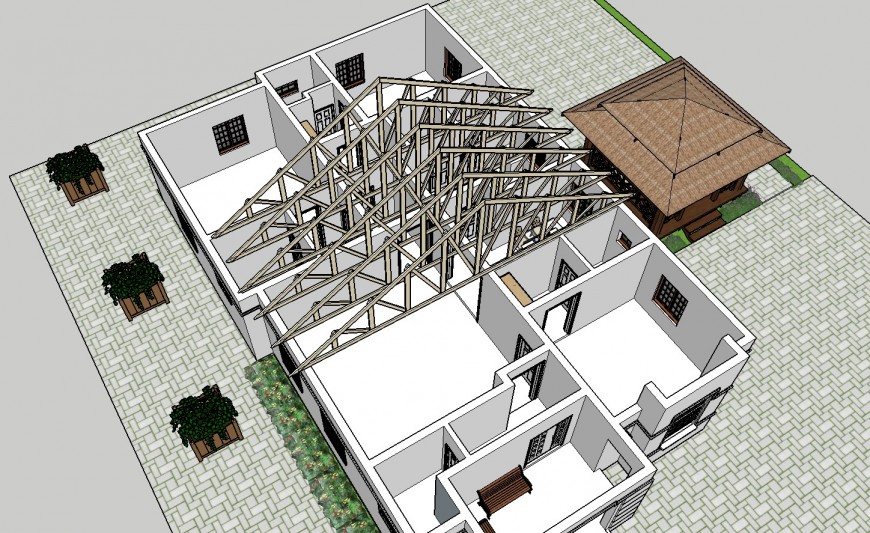 Detail 3d interior model of housing block sketch-up file
