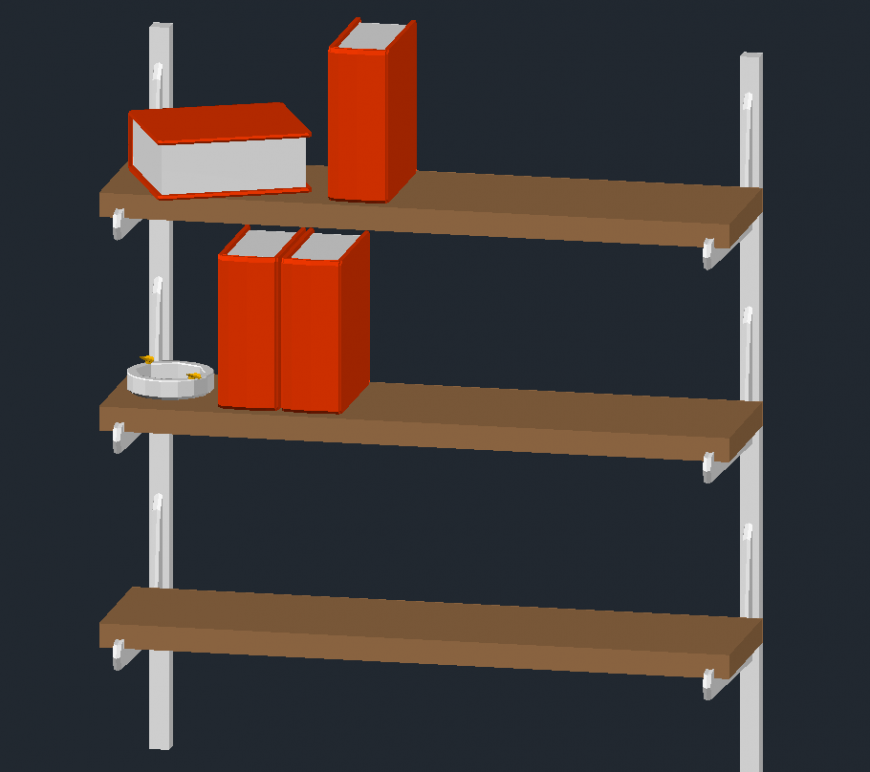 Detail 3d model of book shelves detail CAD furniture unit autocad file