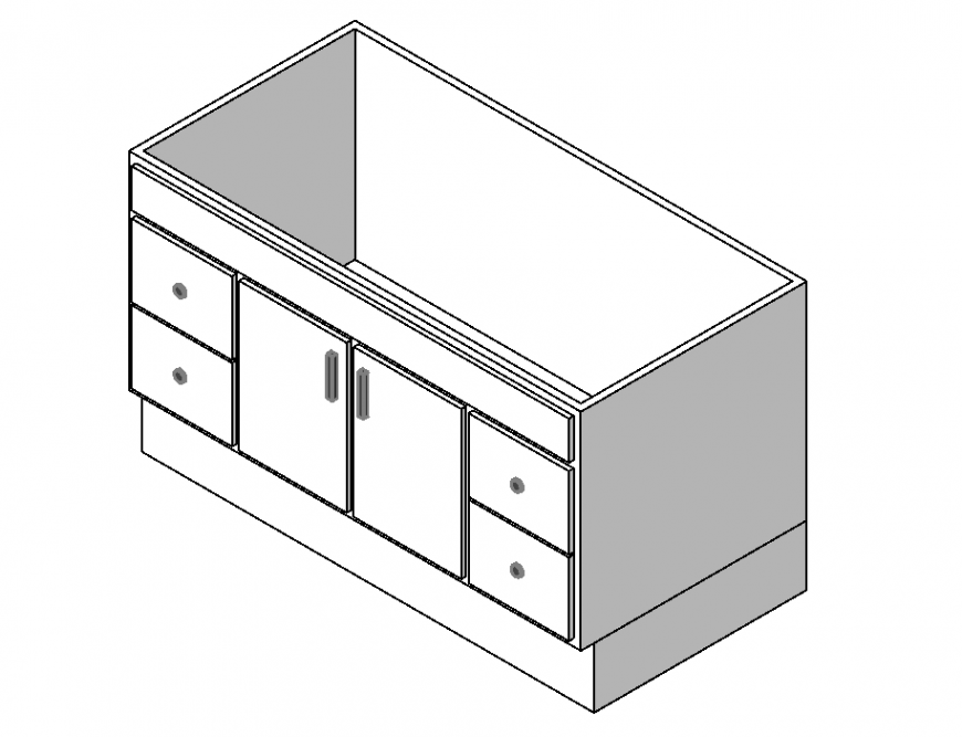 Detail 3d model of cabinet layout furniture block autocad file