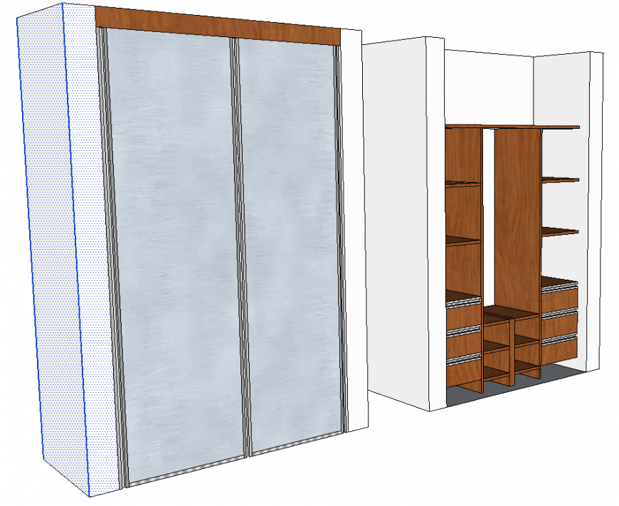 Detail 3d model of cup-board layout furniture block sketch-up file