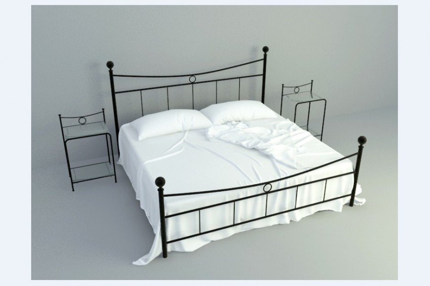 Detail 3d model of double Bed layout sketch-up file