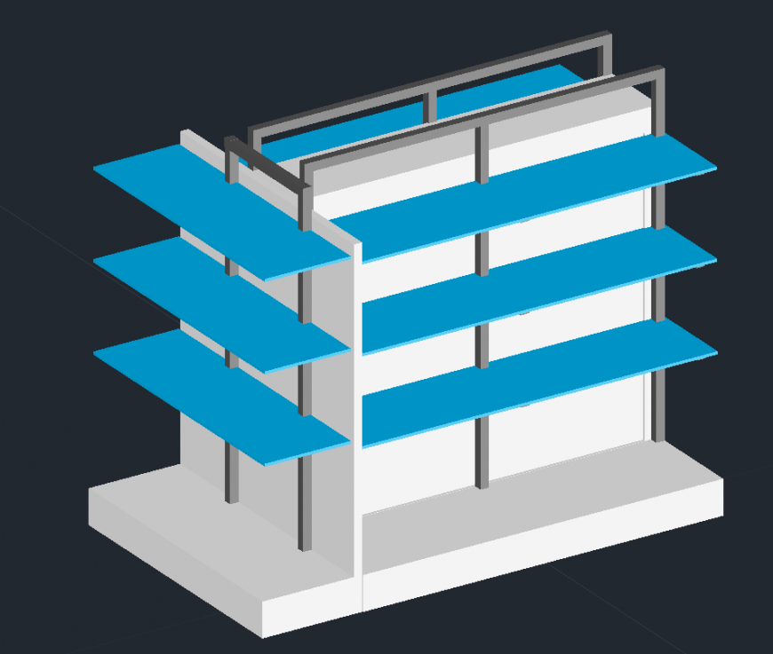 Detail 3d model of furniture blocks layout file in autocad format