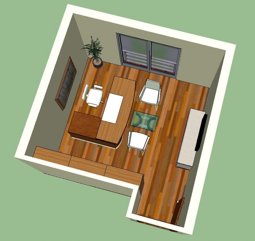 Detail 3d model of office block and furniture detail sketch-up file