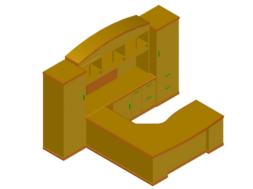 Detail 3d view of the table CAD furniture block layout autocad file