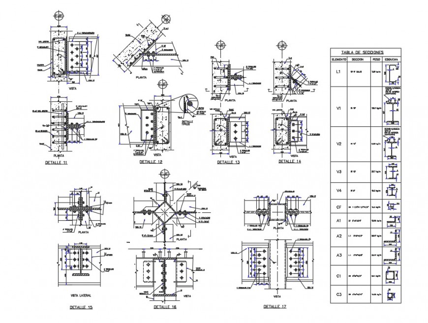 Detail construction block of column and beam structure layout autocad file