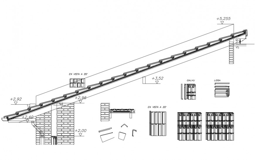 Detail construction block of roof truss 2d view CAD structural block autocad file