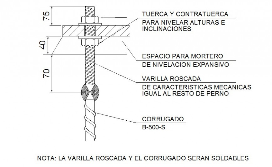 Detail drawing of bolted joints autocad file