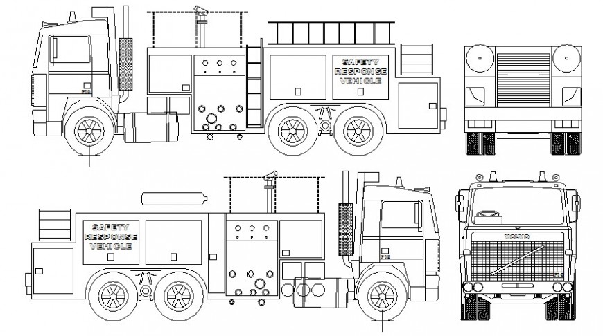 Detail drawing of truck blocks 2d view in Autocad