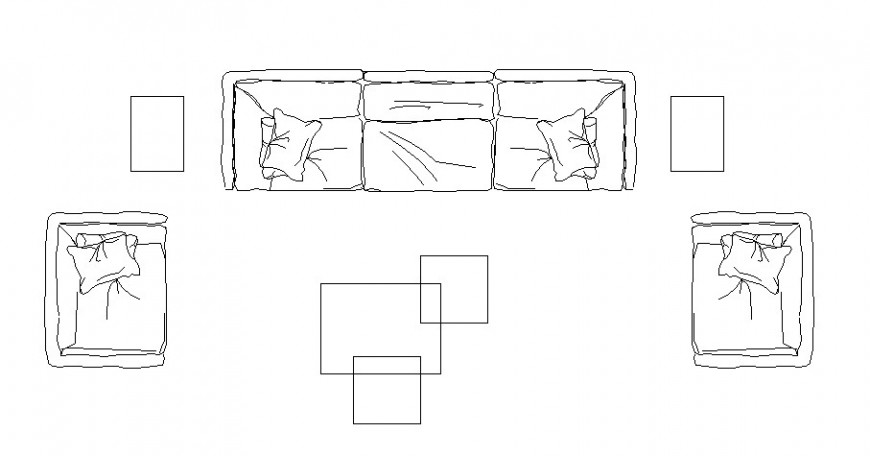 Detail Elevation of sofa-set 2d view CAD furniture blocks autocad file