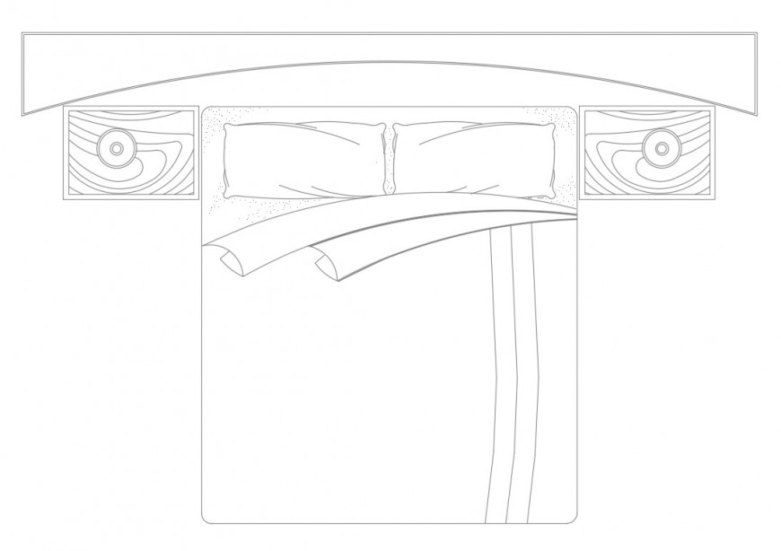 Detail Elevation of the double bed layout CAD furniture block autocad file
