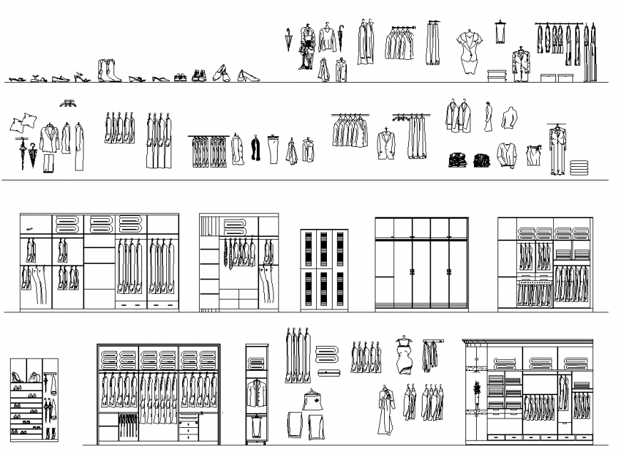 Detail Elevation of wardrobe CAD furniture block autocad file