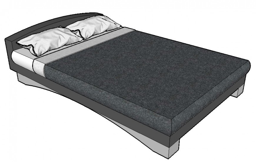 Detail furniture unit block of the double bed layout sketch-up file