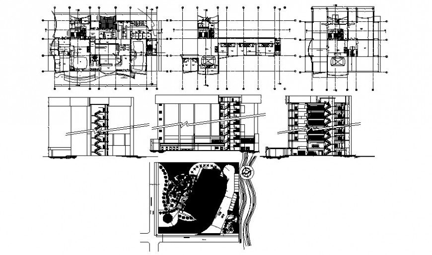 Detail plan and a section of building dwg file