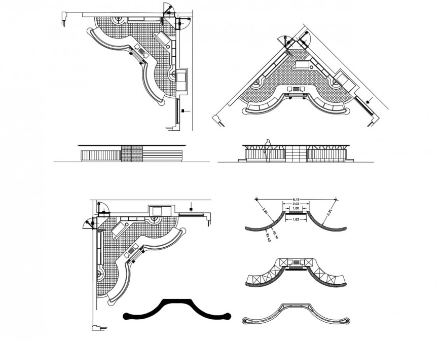 Detail plan and elevation of the building 2d view autocad file