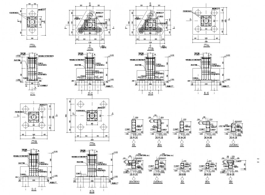 Detail Reinforcement foundation plan and section autocad file