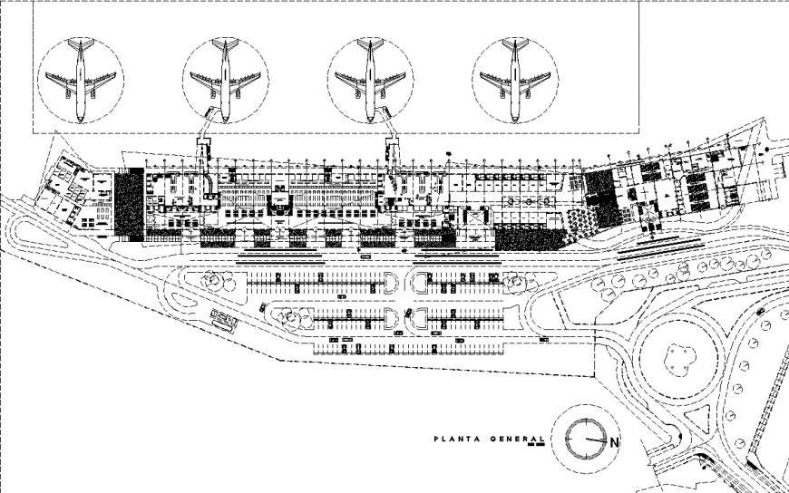 Detail site layout of airport design in dwg file.