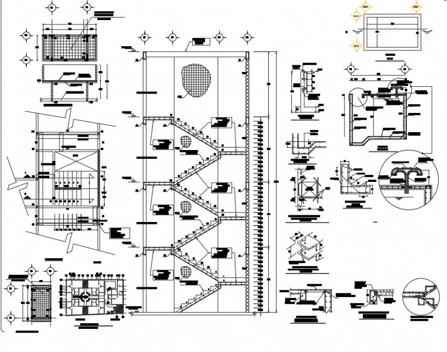 Detail Staircase plan and section layout file