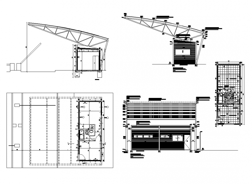 Detail steel frame and housing elevation 2d view layout file