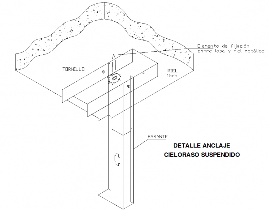 Detail suspended ceiling anchor section autocad file