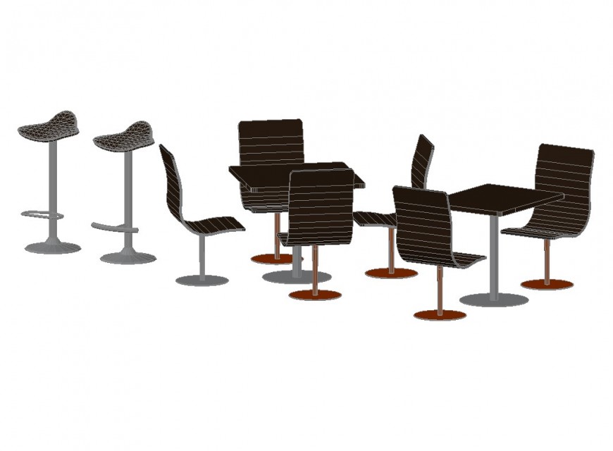 Different 3d model of chairs and stool layout CAD furniture block Autocad file