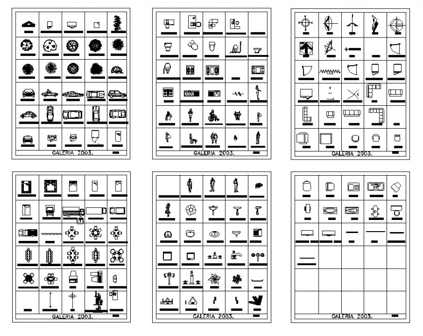 Different furniture and other blocks layout file in dwg format