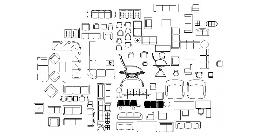 Different furniture units blocks 2d view autocad file