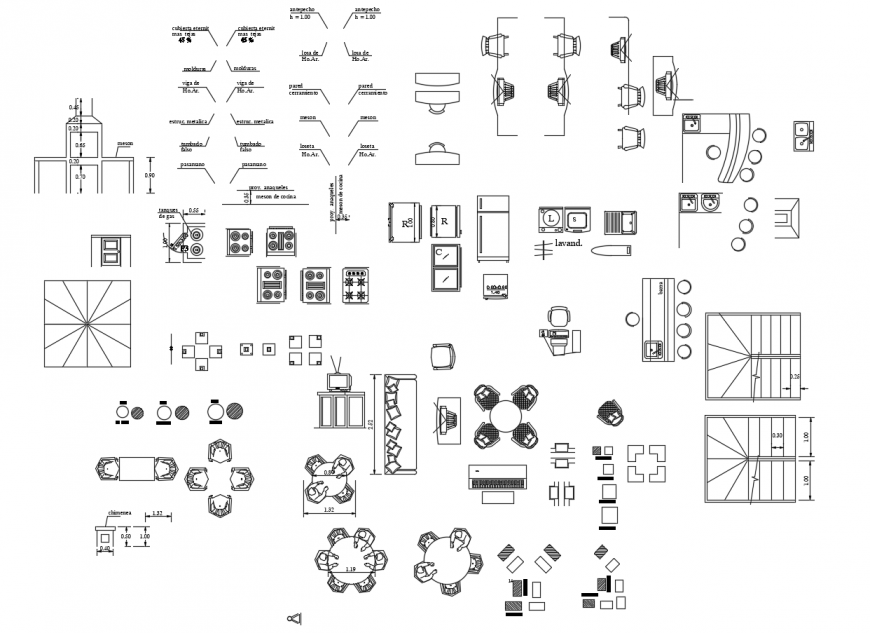 Different furniture units detail 2d view elevation autocad file