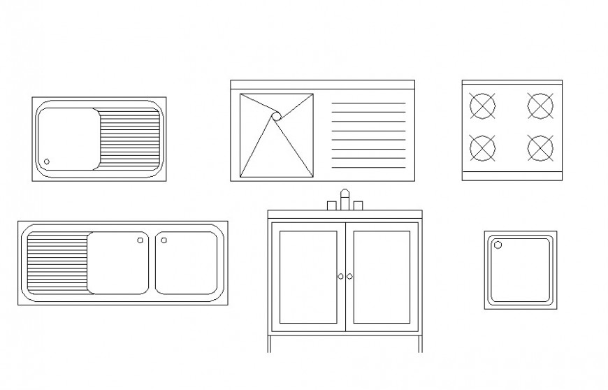 Different kitchen furniture blocks 2d view elevation autocad file