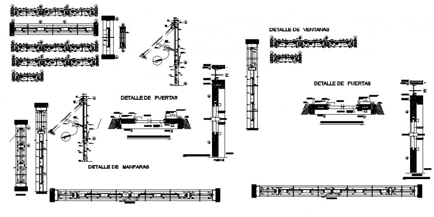Different structural units detail section 2d view CAD construction block dwg file