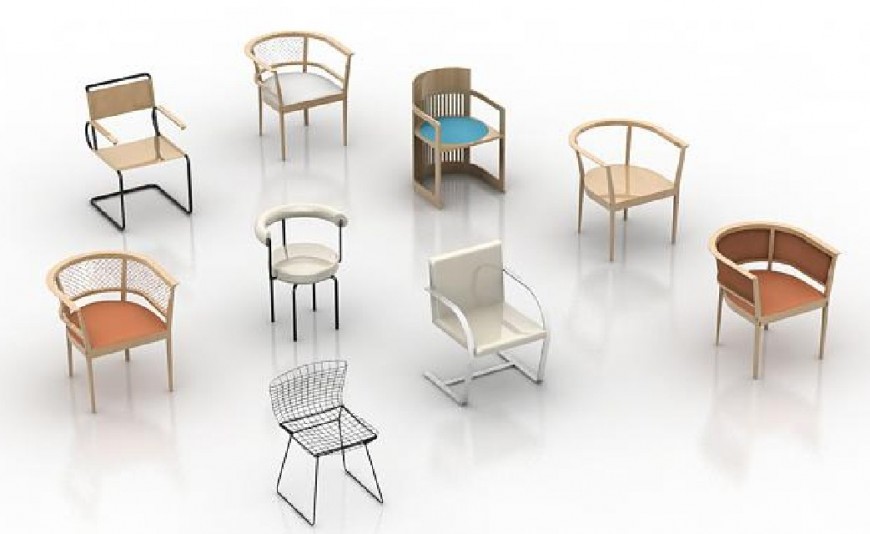 Different type of chair design 3d model furniture block layout file