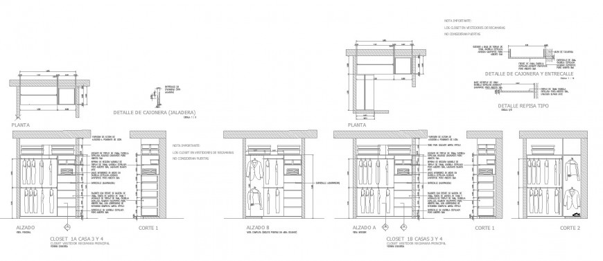 Different types and different sizes wardrobe drawing in dwg file.