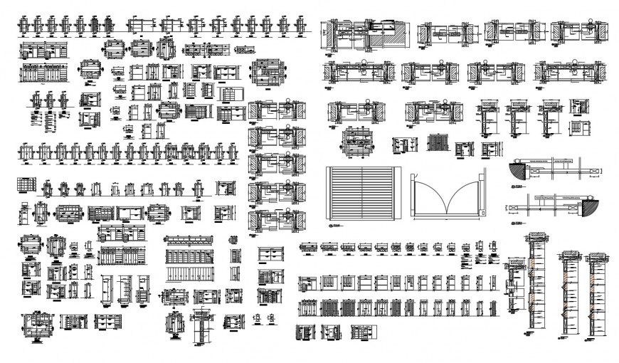 Different types of door and window units 2d view layout autocad file