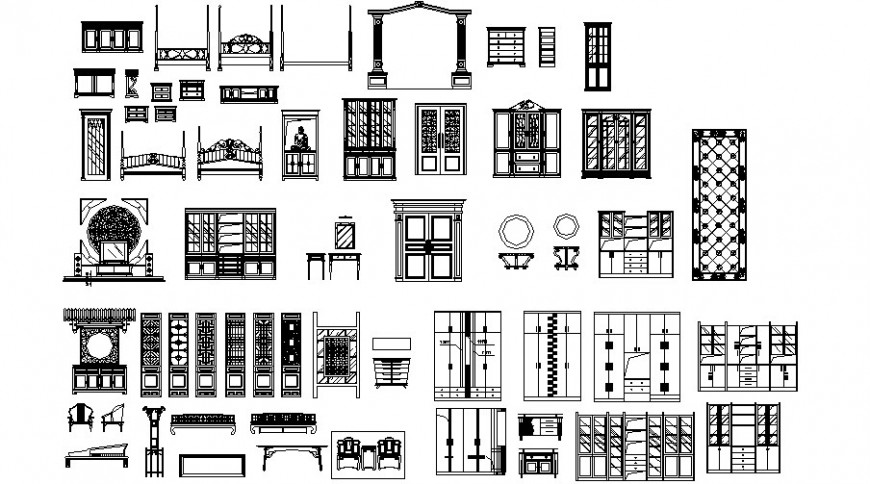 Different types of wardrobe and other household furniture design in dwg file.