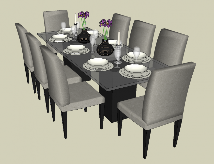 Dining area furniture block of table and chair 3d model sketch-up file