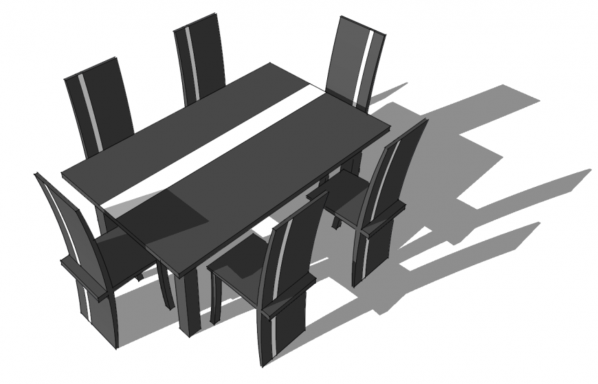 Dining area furniture units detail 3d model autocad file