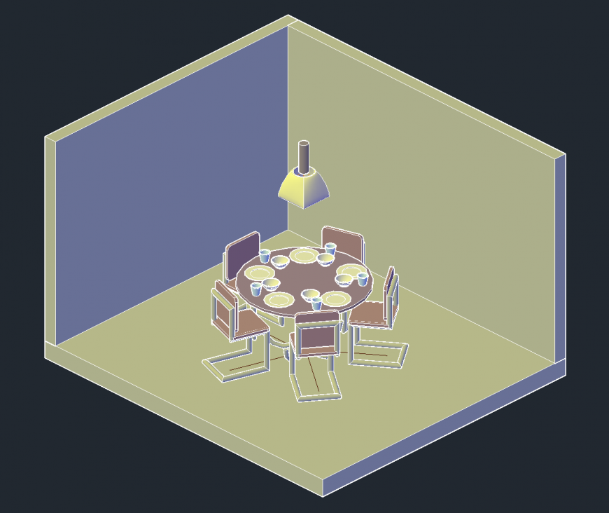 Dining area with furniture blocks layout file in dwg format