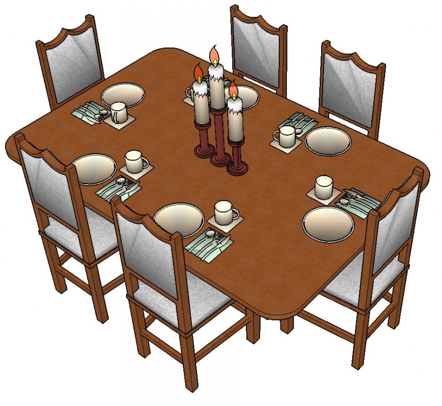 Dining table furniture blocks 3d model layout sketch-up file