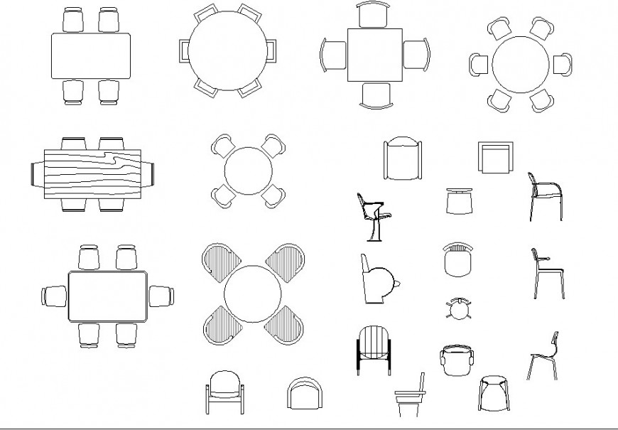 Dining table furniture detail dwg file
